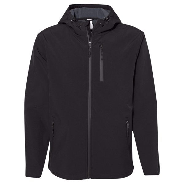 Independent Trading Co. Men's Poly-Tech Soft Shell Jacket, Black, Front view