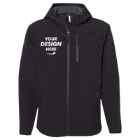 Independent Trading Co. Men's Poly-Tech Soft Shell Jacket, Black, Front view, Mockup