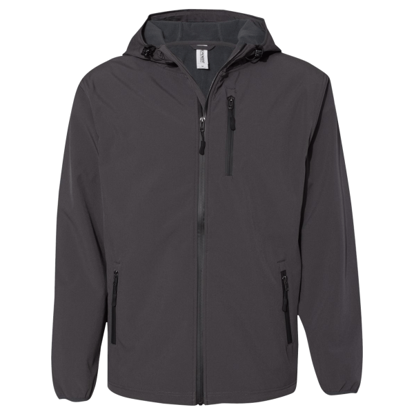 Independent Trading Co. Men's Poly-Tech Soft Shell Jacket, Graphite, Front view