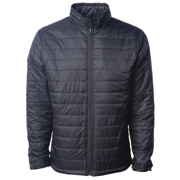 Independent Trading Co. Men's Puffer Jacket, Black, Front view