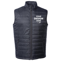 Independent Trading Co. Men's Puffer Vest, Black, Front view, Mockup