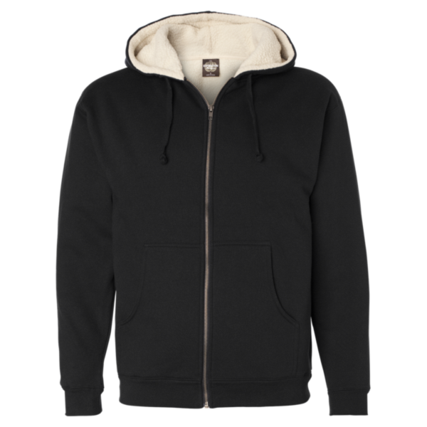 Independent Trading Co. Men's Sherpa-Lined Full-Zip Hooded Sweatshirt, Black / Natural, Front view