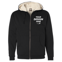 Independent Trading Co. Men's Sherpa-Lined Full-Zip Hooded Sweatshirt, Black / Natural, Front view, Mockup