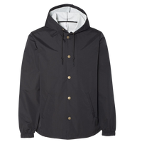 Independent Trading Co. Men's Water-Resistant Hooded Windbreaker, Black / Black, Front view