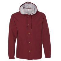 Independent Trading Co. Men's Water-Resistant Hooded Windbreaker, Cardinal / Cardinal, Front view