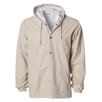 Independent Trading Co. Men's Water-Resistant Hooded Windbreaker, Classic Khaki / Classic Khaki, Front view