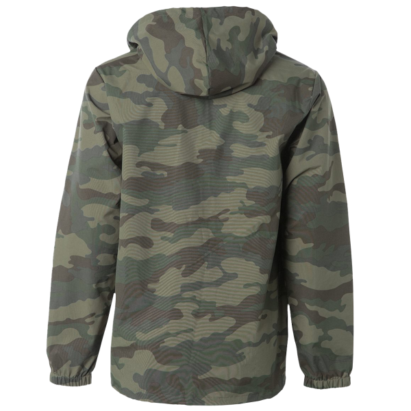 Independent Trading Co. Men's Water-Resistant Hooded Windbreaker, Forest Camo / Forest Camo, Back view