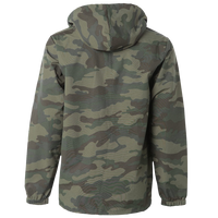 Independent Trading Co. Men's Water-Resistant Hooded Windbreaker, Forest Camo / Forest Camo, Back view