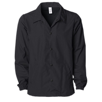 Independent Trading Co. Men's Water-Resistant Windbreaker Coach’s Jacket, Black / Black, Front view