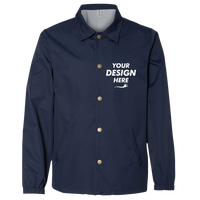 Independent Trading Co. Men's Water-Resistant Windbreaker Coach’s Jacket, Classic Navy / Classic Navy, Front view, Mockup