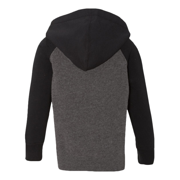 Independent Trading Co. Toddler Special Blend Hooded Raglan Sweatshirt, Carbon / Black, Back view