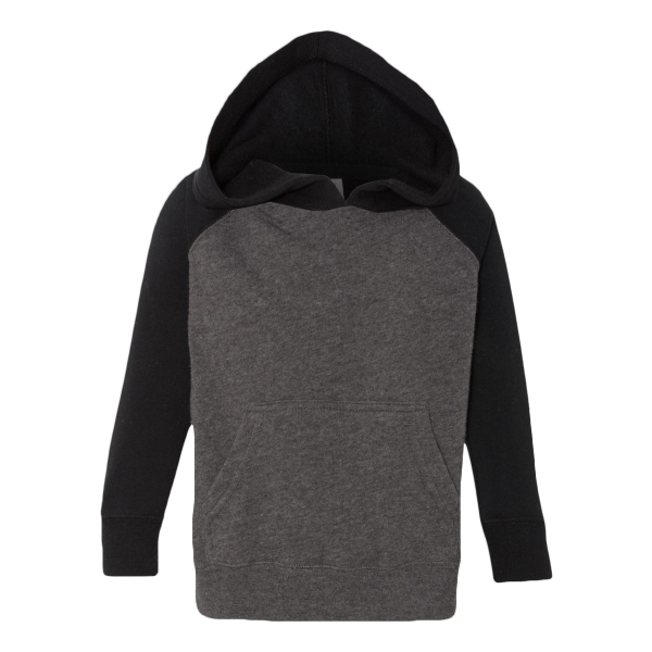 Independent Trading Co. Toddler Special Blend Hooded Raglan Sweatshirt, Carbon / Black, Front view