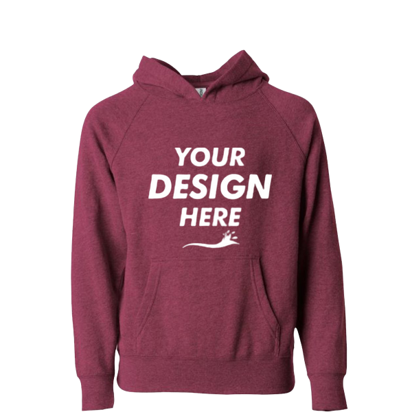 Independent Trading Co. Toddler Special Blend Hooded Raglan Sweatshirt, Crimson / Crimson, Front view, Mockup