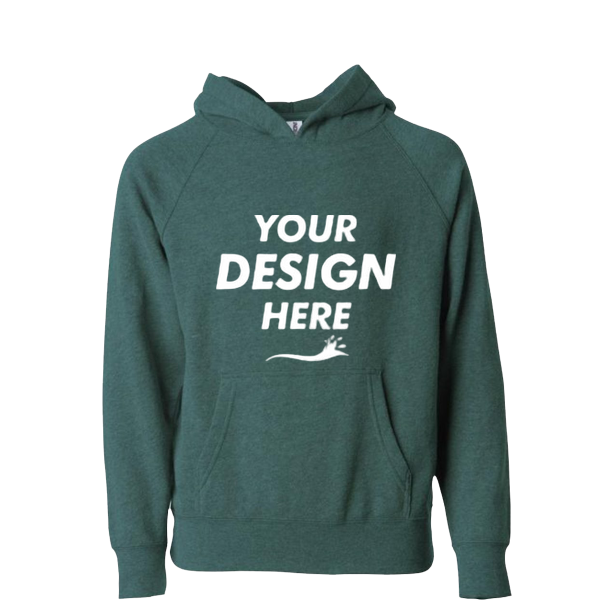 Independent Trading Co. Toddler Special Blend Hooded Raglan Sweatshirt, Moss / Moss, Front view, Mockup
