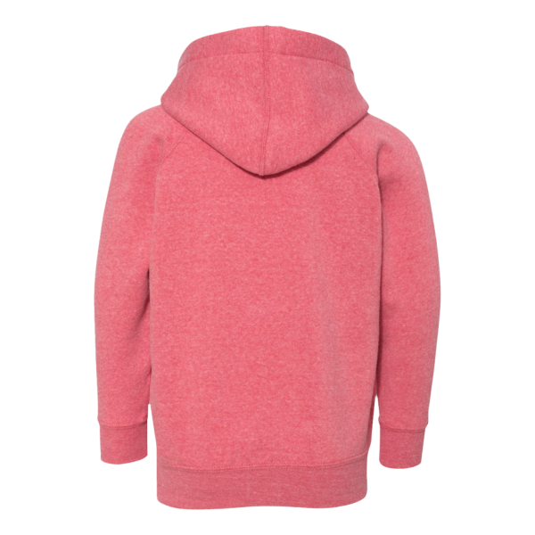 Independent Trading Co. Toddler Special Blend Hooded Raglan Sweatshirt, Pomegranate / Pomegranate, Back view