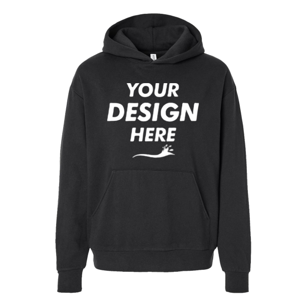 Independent Trading Co. Unisex Avenue Midweight Hooded Sweatshirt, Black, Front view, Mockup