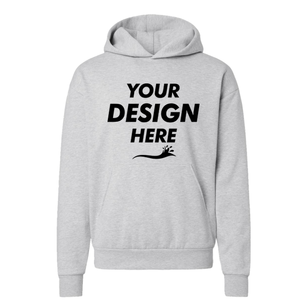 Independent Trading Co. Unisex Avenue Midweight Hooded Sweatshirt, Grey Heather, Front view, Mockup