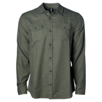 Independent Trading Co. Unisex Flannel Shirt, Army Heather / Army Heather, Front view
