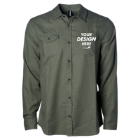 Independent Trading Co. Unisex Flannel Shirt, Army Heather / Army Heather, Front view, Mockup
