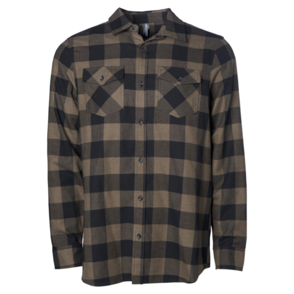 Independent Trading Co. Unisex Flannel Shirt, Brown / Black, Front view