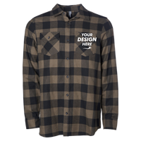 Independent Trading Co. Unisex Flannel Shirt, Brown / Black, Front view, Mockup