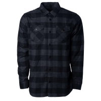 Independent Trading Co. Unisex Flannel Shirt, Charcoal Heather / Black, Front view