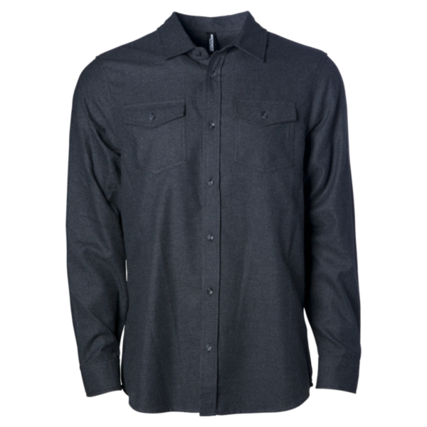 Independent Trading Co. Unisex Flannel Shirt, Charcoal Heather / Charcoal Heather, Front view