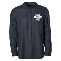 Independent Trading Co. Unisex Flannel Shirt, Charcoal Heather / Charcoal Heather, Front view, Mockup