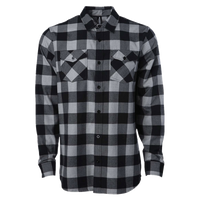 Independent Trading Co. Unisex Flannel Shirt, Grey Heather / Black, Front view