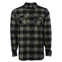 Independent Trading Co. Unisex Flannel Shirt, Olive / Black, Front view