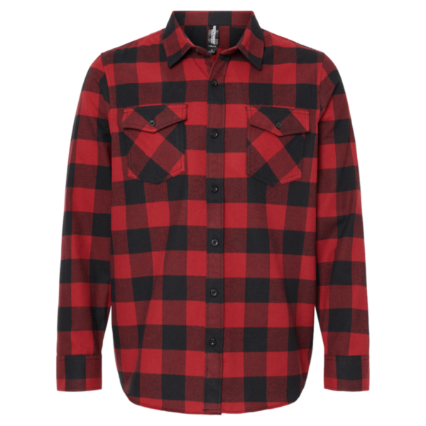 Independent Trading Co. Unisex Flannel Shirt, Red / Black, Front view