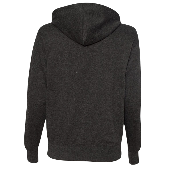 Independent Trading Co. Unisex Heathered French Terry Full-Zip Hooded Sweatshirt, Charcoal Heather / Charcoal Heather, Back view
