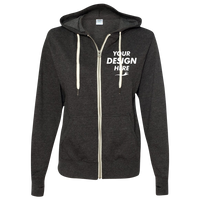 Independent Trading Co. Unisex Heathered French Terry Full-Zip Hooded Sweatshirt, Charcoal Heather / Charcoal Heather, Front view, Mockup