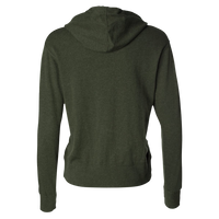 Independent Trading Co. Unisex Heathered French Terry Full-Zip Hooded Sweatshirt, Olive Heather / Olive Heather, Back view