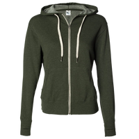 Independent Trading Co. Unisex Heathered French Terry Full-Zip Hooded Sweatshirt, Olive Heather / Olive Heather, Front view