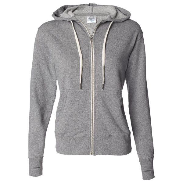 Independent Trading Co. Unisex Heathered French Terry Full-Zip Hooded Sweatshirt, Salt & Pepper / Salt & Pepper, Front view