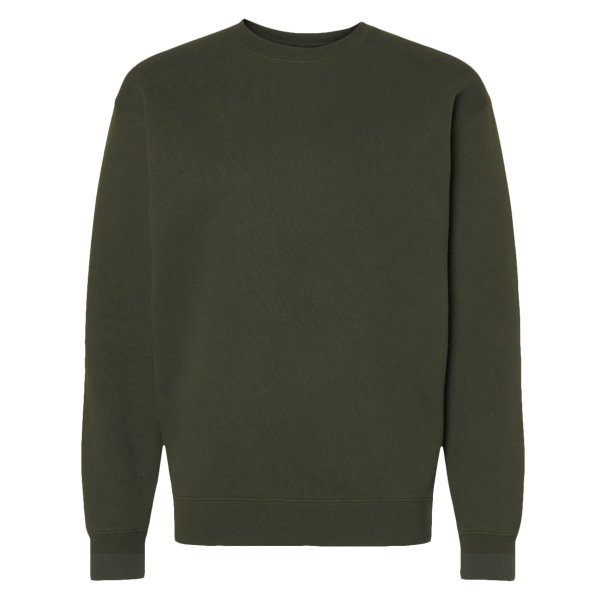 Independent Trading Co. Unisex Heavyweight Crewneck Sweatshirt, Army, Front view