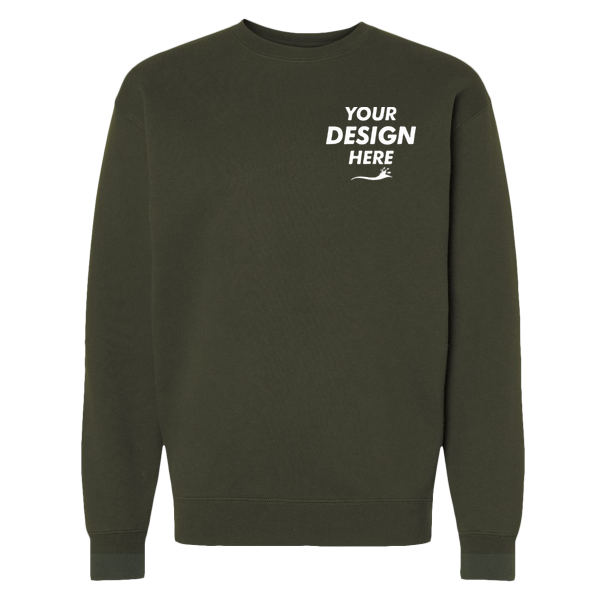 Independent Trading Co. Unisex Heavyweight Crewneck Sweatshirt, Army, Front view, Mockup