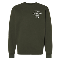Independent Trading Co. Unisex Heavyweight Crewneck Sweatshirt, Army, Front view, Mockup