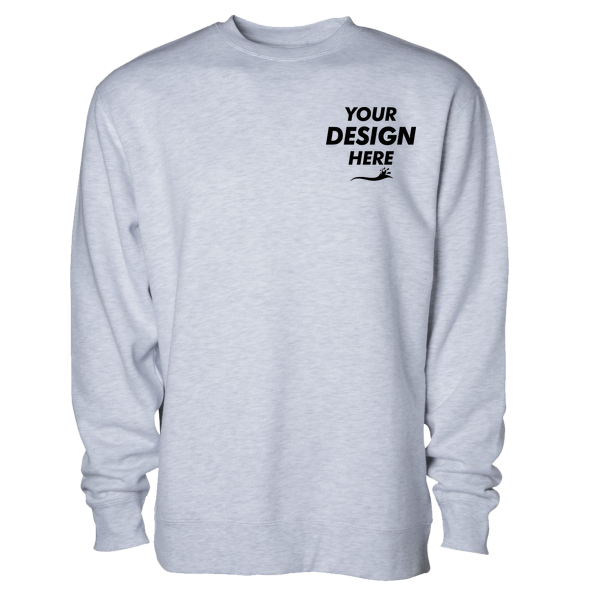 Independent Trading Co. Unisex Heavyweight Crewneck Sweatshirt, Ash Heather, Front view, Mockup