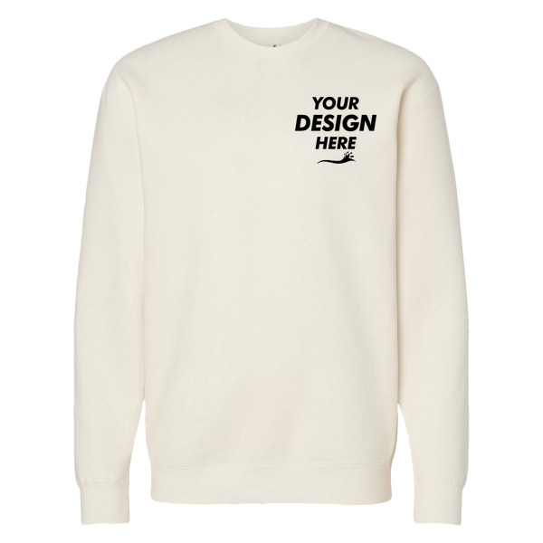 Independent Trading Co. Unisex Heavyweight Crewneck Sweatshirt, Bone, Front view, Mockup