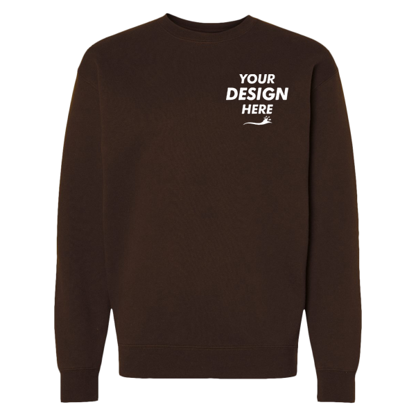Independent Trading Co. Unisex Heavyweight Crewneck Sweatshirt, Brown, Front view, Mockup