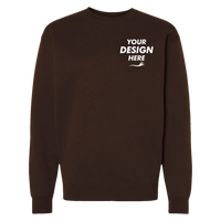 Independent Trading Co. Unisex Heavyweight Crewneck Sweatshirt, Brown, Front view, Mockup