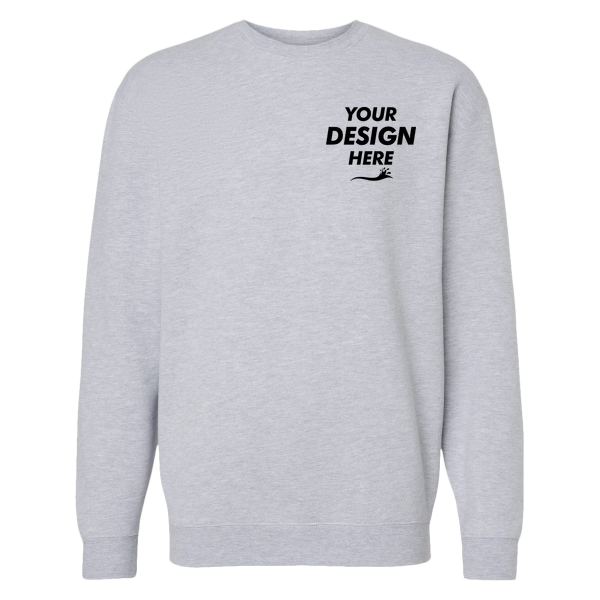 Independent Trading Co. Unisex Heavyweight Crewneck Sweatshirt, Grey Heather, Front view, Mockup