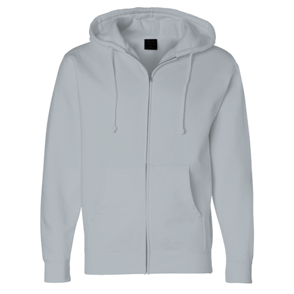Independent Trading Co. Unisex Heavyweight Full-Zip Hooded Sweatshirt, Ash Heather, Front view