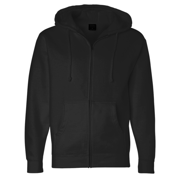 Independent Trading Co. Unisex Heavyweight Full-Zip Hooded Sweatshirt, Black, Front view