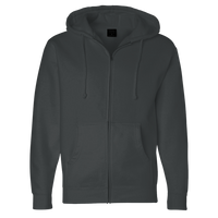 Independent Trading Co. Unisex Heavyweight Full-Zip Hooded Sweatshirt, Charcoal Heather, Front view