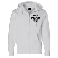 Independent Trading Co. Unisex Heavyweight Full-Zip Hooded Sweatshirt, Grey Heather, Front view, Mockup