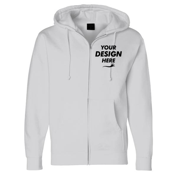 Independent Trading Co. Unisex Heavyweight Full-Zip Hooded Sweatshirt, Grey Heather, Front view, Mockup