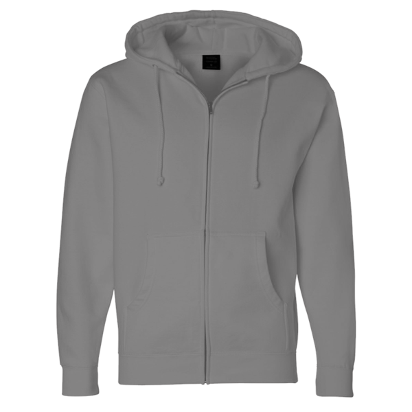 Independent Trading Co. Unisex Heavyweight Full-Zip Hooded Sweatshirt, Gunmetal Heather, Front view